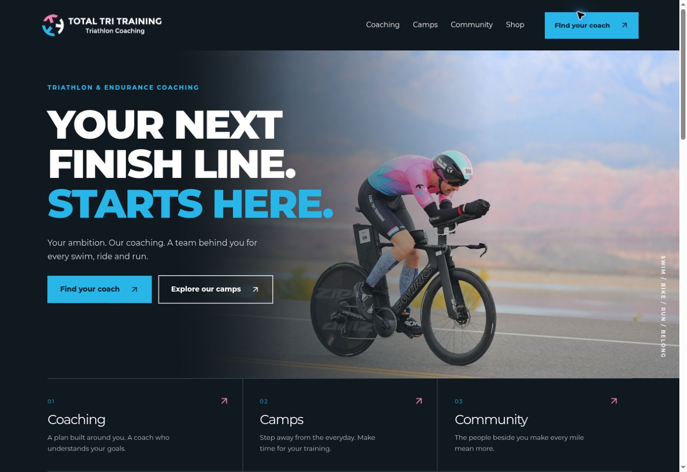 Performance homepage design snapshot